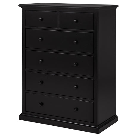 Sumerlin 6-Drawer Chest - Transitional Bedroom Storage with Round Knobs in Black, Cappuccino, Brown or White – view 8
