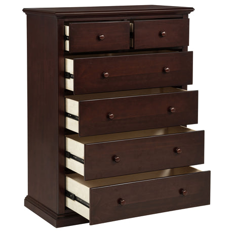 Sumerlin 6-Drawer Chest - Transitional Bedroom Storage with Round Knobs in Black, Cappuccino, Brown or White – view 17