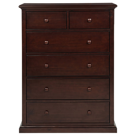 Sumerlin 6-Drawer Chest - Transitional Bedroom Storage with Round Knobs in Black, Cappuccino, Brown or White – view 18