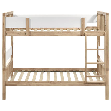 Dakota Twin over Twin Convertible Bunk Bed - 5 Configurations in Natural Wood with White Accents – view 4