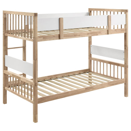 Dakota Twin over Twin Convertible Bunk Bed - 5 Configurations in Natural Wood with White Accents – view 5