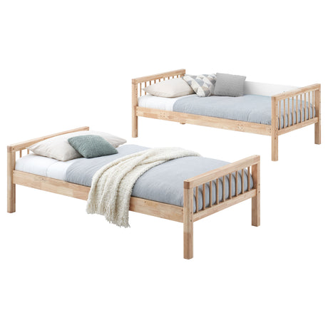 Dakota Twin over Twin Convertible Bunk Bed - 5 Configurations in Natural Wood with White Accents – view 8