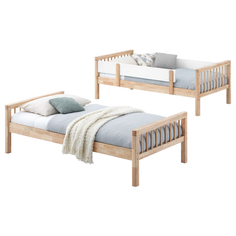 Dakota Twin over Twin Convertible Bunk Bed - 5 Configurations in Natural Wood with White Accents – view 9