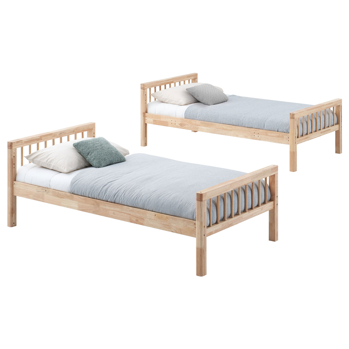 Dakota Twin over Twin Convertible Bunk Bed - 5 Configurations in Natural Wood with White Accents – view 10