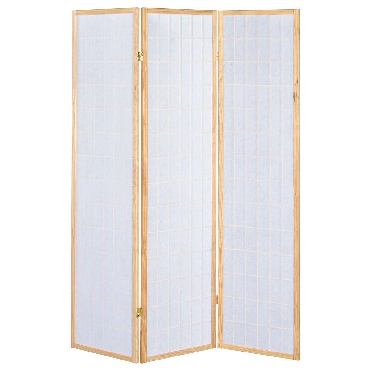 Carrie 3-Panel Folding Shoji Room Divider - Natural Pine Frame with White Fabric Grid Panels – view 4