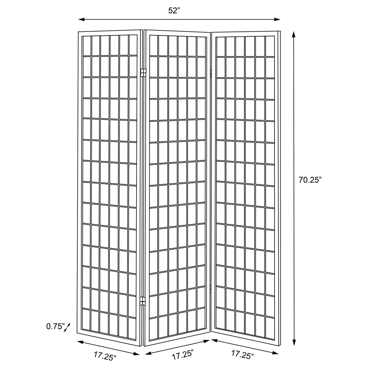 Carrie 3-Panel Folding Shoji Room Divider - Natural Pine Frame with White Fabric Grid Panels – view 6