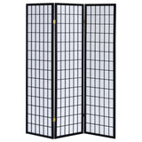Carrie 3-Panel Shoji Room Divider - Folding Screen with Black Frame & White Fabric Panels – view 3