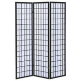 Carrie 3-Panel Shoji Room Divider - Folding Screen with Black Frame & White Fabric Panels – view 4