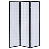 Carrie 3-Panel Shoji Room Divider - Folding Screen with Black Frame & White Fabric Panels – view 5