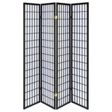 Roberto 4-Panel Folding Shoji Room Divider - Black Grid Frame with White Fabric Panels – view 4