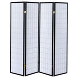 Roberto 4-Panel Folding Shoji Room Divider - Black Grid Frame with White Fabric Panels – view 5