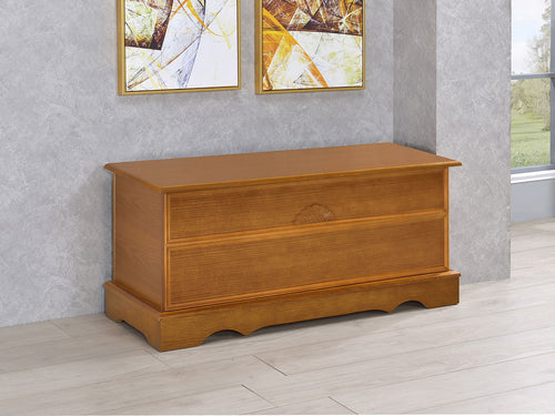 Paula Storage Chest - Classic Blanket Trunk in Honey Oak Veneer
