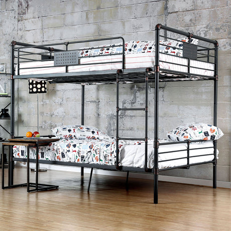 Olga Industrial Metal Bunk Beds - Triple Twin, Triple Full, Full over Full or Queen over Queen in Antique Black - 4ce2a7c2e7aa854719004c22b8809b3654a99b58_CM_BK913FF_1