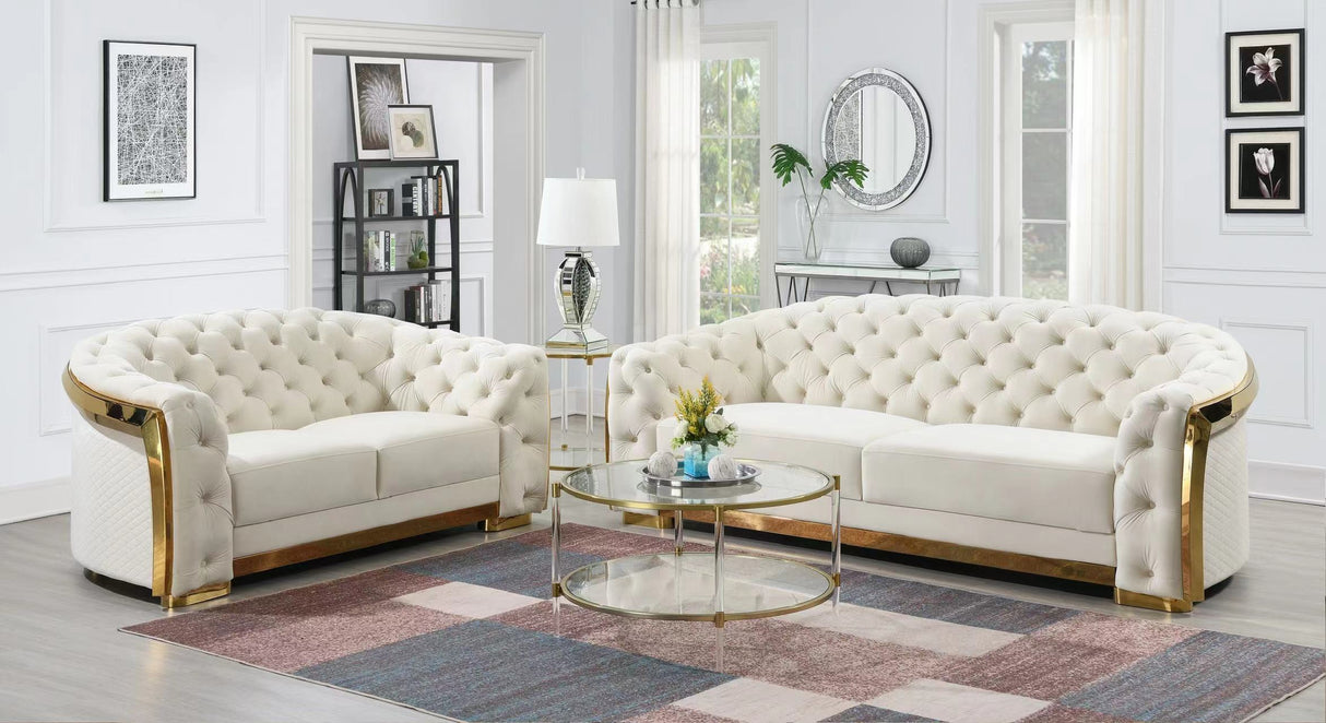 FOAK Bronx II two-cushion loveseat highlighting the dense foam padding and textured upholstery material.
