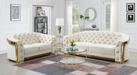 FOAK Bronx II two-cushion loveseat highlighting the dense foam padding and textured upholstery material.
