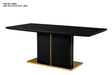 Nova contemporary white high-gloss dining table with a polished gold pedestal base in a modern room setting.