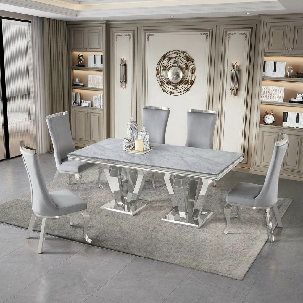 Vanessa Marble Dining Table Set with Chairs