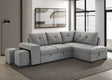 Roanne Sleeper Sectional Sofa with Storage Chaise & 2 Hidden Stools - Grey Tufted Fabric – view 1