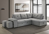 Roanne Sleeper Sectional Sofa with Storage Chaise & 2 Hidden Stools - Grey Tufted Fabric – view 1