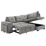 Roanne Sleeper Sectional Sofa with Storage Chaise & 2 Hidden Stools - Grey Tufted Fabric – view 8