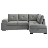 Roanne Sleeper Sectional Sofa with Storage Chaise & 2 Hidden Stools - Grey Tufted Fabric – view 9