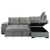 Roanne Sleeper Sectional Sofa with Storage Chaise & 2 Hidden Stools - Grey Tufted Fabric – view 11