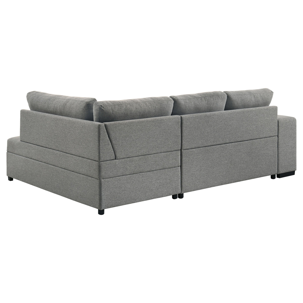 Roanne Sleeper Sectional Sofa with Storage Chaise & 2 Hidden Stools - Grey Tufted Fabric – view 12