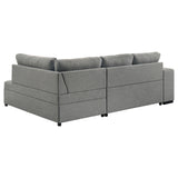 Roanne Sleeper Sectional Sofa with Storage Chaise & 2 Hidden Stools - Grey Tufted Fabric – view 12
