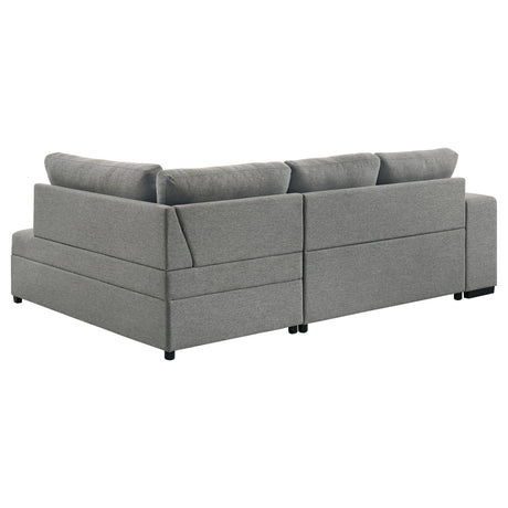 Roanne Sleeper Sectional Sofa with Storage Chaise & 2 Hidden Stools - Grey Tufted Fabric – view 12