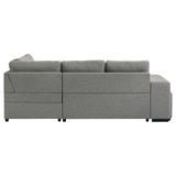 Roanne Sleeper Sectional Sofa with Storage Chaise & 2 Hidden Stools - Grey Tufted Fabric – view 13