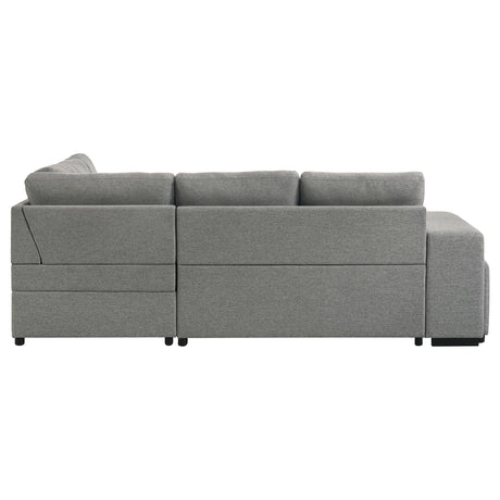 Roanne Sleeper Sectional Sofa with Storage Chaise & 2 Hidden Stools - Grey Tufted Fabric – view 13