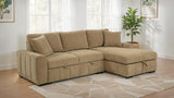Pastrana Sleeper Sectional with Right Chaise - Camel Fabric, Pull-Out Bed & Track Arms – view 1