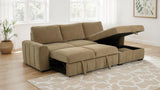 Pastrana Sleeper Sectional with Right Chaise - Camel Fabric, Pull-Out Bed & Track Arms – view 4
