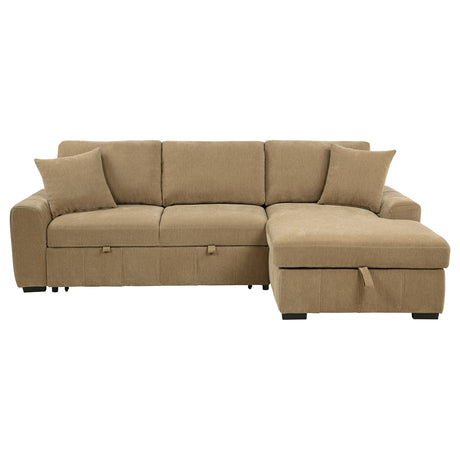 Pastrana Sleeper Sectional with Right Chaise - Camel Fabric, Pull-Out Bed & Track Arms – view 7