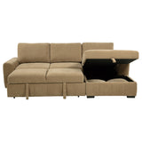 Pastrana Sleeper Sectional with Right Chaise - Camel Fabric, Pull-Out Bed & Track Arms – view 9