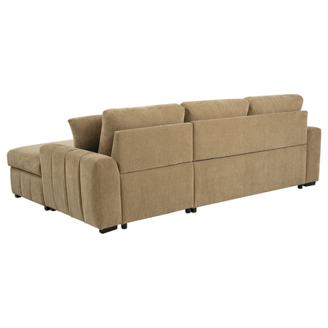 Pastrana Sleeper Sectional with Right Chaise - Camel Fabric, Pull-Out Bed & Track Arms – view 10