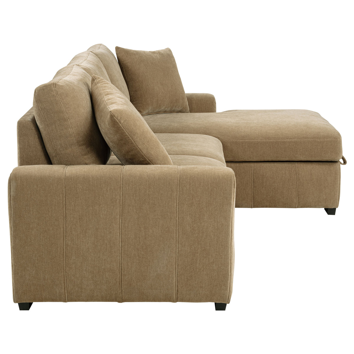 Pastrana Sleeper Sectional with Right Chaise - Camel Fabric, Pull-Out Bed & Track Arms – view 11