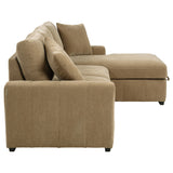 Pastrana Sleeper Sectional with Right Chaise - Camel Fabric, Pull-Out Bed & Track Arms – view 11