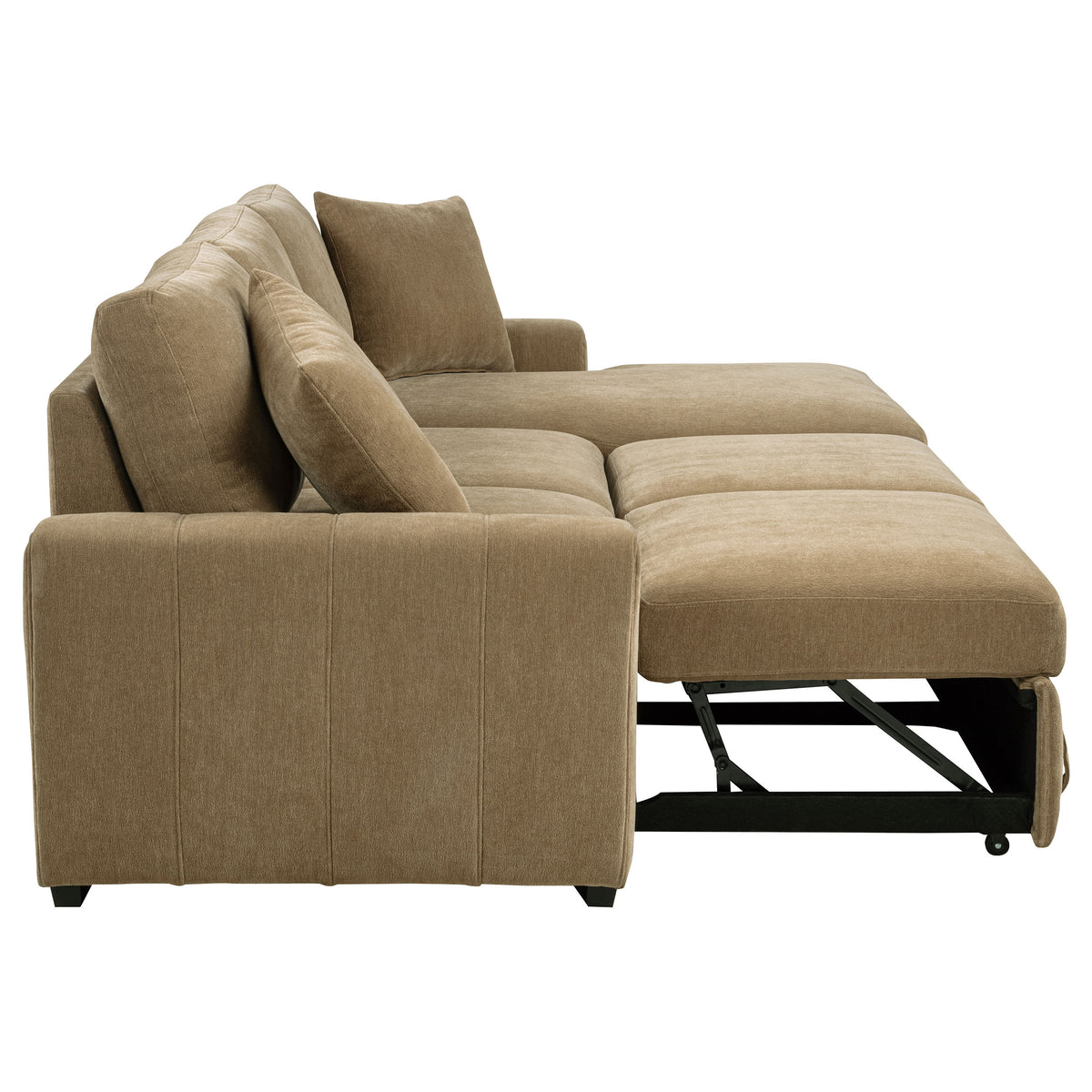 Pastrana Sleeper Sectional with Right Chaise - Camel Fabric, Pull-Out Bed & Track Arms – view 12