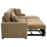 Pastrana Sleeper Sectional with Right Chaise - Camel Fabric, Pull-Out Bed & Track Arms – view 12