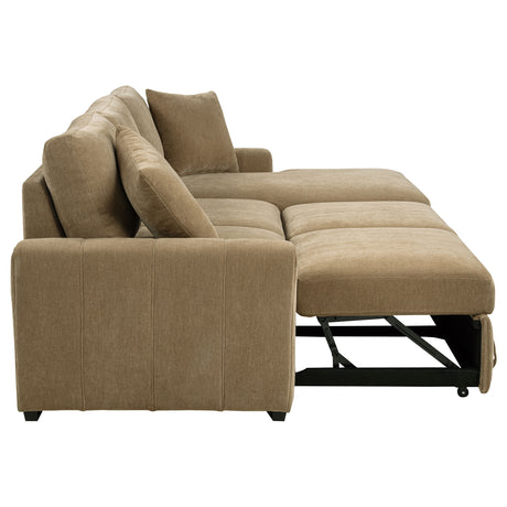 Pastrana Sleeper Sectional with Right Chaise - Camel Fabric, Pull-Out Bed & Track Arms – view 12