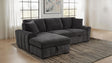 Pastrana Sleeper Sectional Sofa with Left-Facing Chaise - Charcoal Grey Fabric, Track Arms – view 1