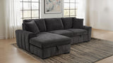 Pastrana Sleeper Sectional Sofa with Left-Facing Chaise - Charcoal Grey Fabric, Track Arms – view 1