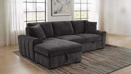 Pastrana Sleeper Sectional Sofa with Left-Facing Chaise - Charcoal Grey Fabric, Track Arms – view 1
