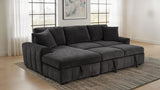 Pastrana Sleeper Sectional Sofa with Left-Facing Chaise - Charcoal Grey Fabric, Track Arms – view 3