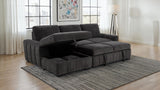 Pastrana Sleeper Sectional Sofa with Left-Facing Chaise - Charcoal Grey Fabric, Track Arms – view 4