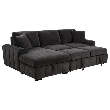 Pastrana Sleeper Sectional Sofa with Left-Facing Chaise - Charcoal Grey Fabric, Track Arms – view 5