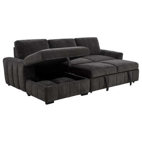 Pastrana Sleeper Sectional Sofa with Left-Facing Chaise - Charcoal Grey Fabric, Track Arms – view 6