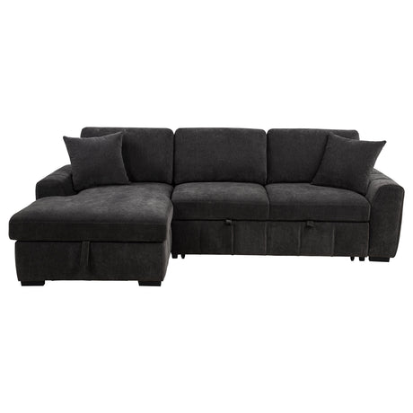Pastrana Sleeper Sectional Sofa with Left-Facing Chaise - Charcoal Grey Fabric, Track Arms – view 7