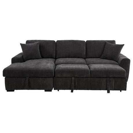 Pastrana Sleeper Sectional Sofa with Left-Facing Chaise - Charcoal Grey Fabric, Track Arms – view 8
